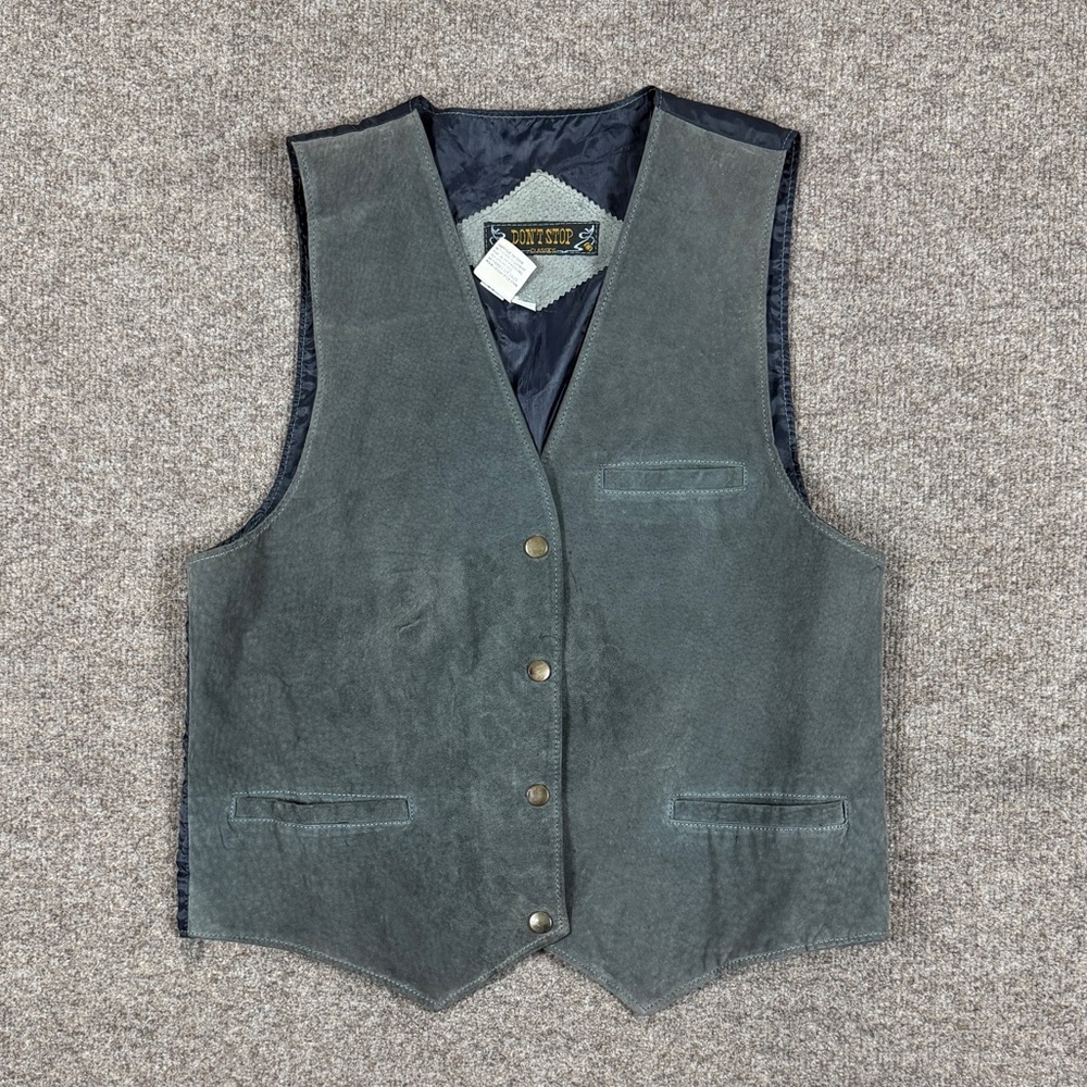 Vintage Grey Suede Vest Women’s L Western Rancher Southwest‎ Boho Retro Cowgirl